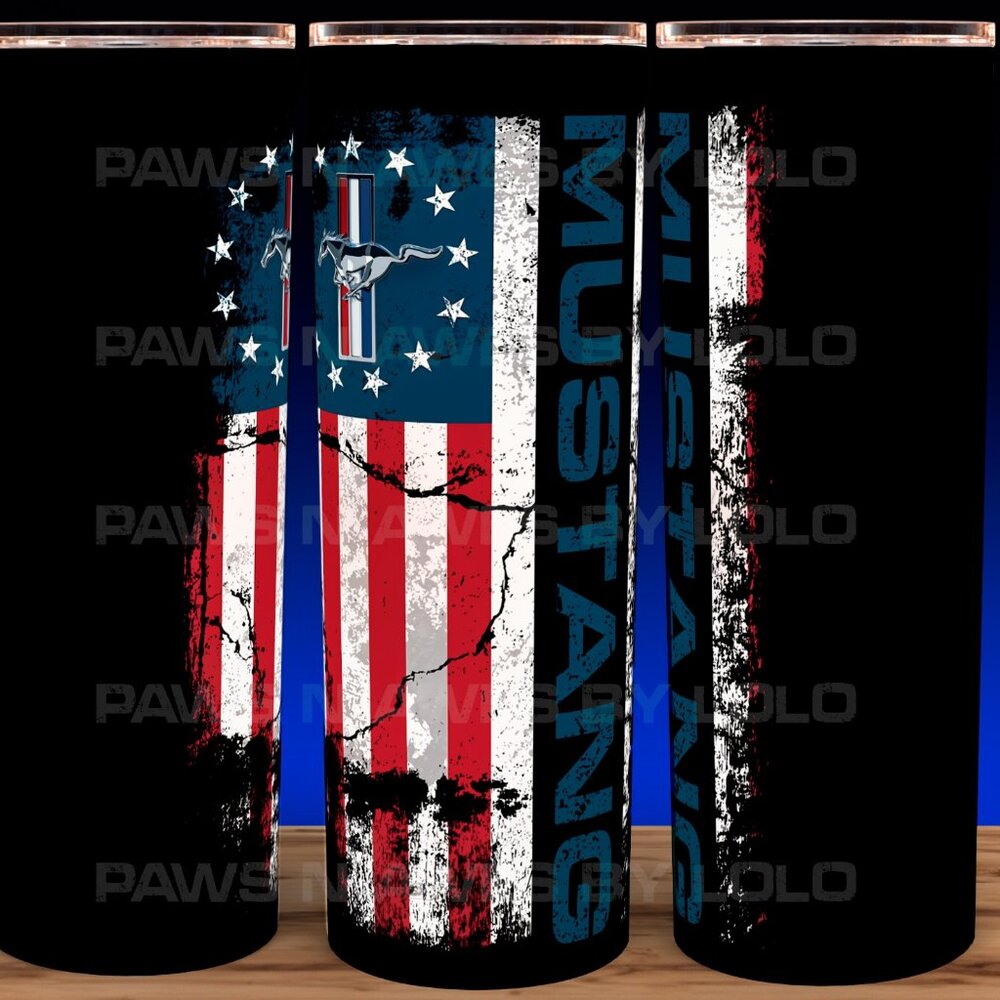30oz Ford Mustang American Flag Stainless Steel Cup Mug Tumbler